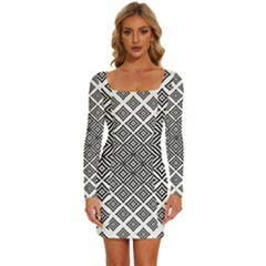 Background-pattern-halftone-- Long Sleeve Square Neck Bodycon Velvet Dress by Semog4
