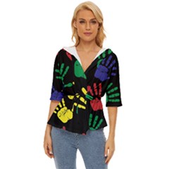 Handprints-hand-print-colourful Lightweight Drawstring Hooded Top by Semog4