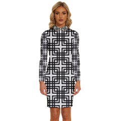 Pattern-vector-halftone-wallpaper Long Sleeve Shirt Collar Bodycon Dress by Semog4
