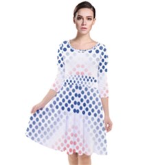 Dots-pointillism-abstract-chevron Quarter Sleeve Waist Band Dress by Semog4