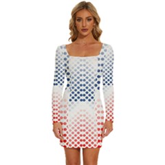 Dots-pointillism-abstract-chevron Long Sleeve Square Neck Bodycon Velvet Dress by Semog4