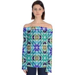 Mosaic-triangle-symmetry- Off Shoulder Long Sleeve Top by Semog4
