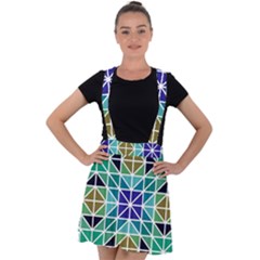 Mosaic-triangle-symmetry- Velvet Suspender Skater Skirt by Semog4