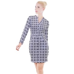 Ellipse-pattern-ellipse-dot-pattern Button Long Sleeve Dress by Semog4