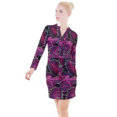 Abstract Beautiful Beauty Bright Button Long Sleeve Dress by Semog4