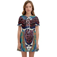 Grateful Dead Skull Rose Kids  Sweet Collar Dress by Semog4
