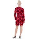 Red Diamond Shapes Pattern Button Long Sleeve Dress View2