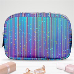 Blue Magenta Speckles Line Make Up Pouch (small) by Semog4
