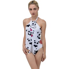 Playing Pandas Cartoons Go With The Flow One Piece Swimsuit by Semog4