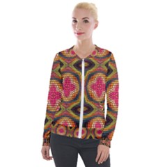 Kaleidoscope Art Pattern Ornament Velvet Zip Up Jacket by Semog4