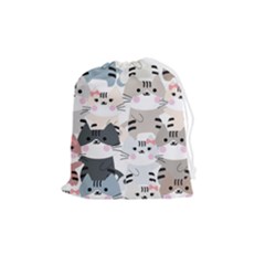 Cute Cat Couple Seamless Pattern Cartoon Drawstring Pouch (medium) by Semog4