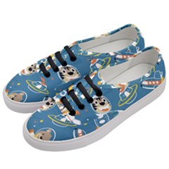 Seamless Pattern Funny Astronaut Outer Space Transportation Women s Classic Low Top Sneakers by Semog4