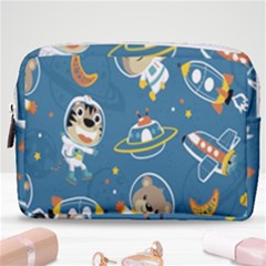 Seamless Pattern Funny Astronaut Outer Space Transportation Make Up Pouch (medium) by Semog4