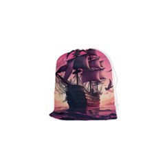 Ship Pirate Adventure Landscape Ocean Sun Heaven Drawstring Pouch (xs) by Semog4