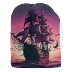 Ship Pirate Adventure Landscape Ocean Sun Heaven Drawstring Pouch (3xl) by Semog4