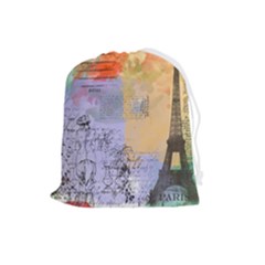 Scrapbook Paris Vintage France Drawstring Pouch (large) by Salman4z