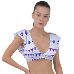 Marine Nautical Clip Art Plunge Frill Sleeve Bikini Top by Salman4z