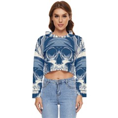 Skull Drawing Women s Lightweight Cropped Hoodie by Salman4z