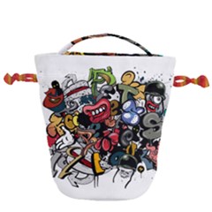 Mural Graffiti Paint Drawstring Bucket Bag by Salman4z