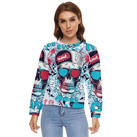 That Cool Graffiti Skull Women s Long Sleeve Raglan Tee by Salman4z