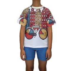 Amsterdam Graphic Design Poster Illustration Kids  Short Sleeve Swimwear by Salman4z