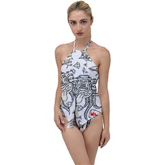 Drawing Clip Art Hand Painted Abstract Creative Space Squid Radio Go With The Flow One Piece Swimsuit by Salman4z