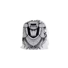 Balinese Art Barong Drawing Bali White Background People Drawstring Pouch (xs) by Salman4z