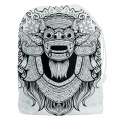 Balinese Art Barong Drawing Bali White Background People Drawstring Pouch (3xl) by Salman4z