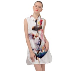 Anchor Watercolor Painting Tattoo Art Anchors And Birds Sleeveless Shirt Dress by Salman4z