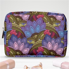 Purple Red And Green Flowers Digital Wallpaper Patterns Ornament Make Up Pouch (medium) by Salman4z