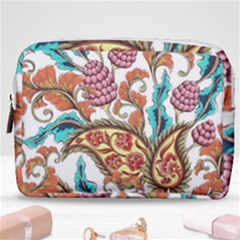 Flowers Pattern Texture White Background Paisley Make Up Pouch (medium) by Salman4z