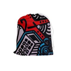 Multicolored Doodle Art Street Art Drawstring Pouch (large) by Salman4z