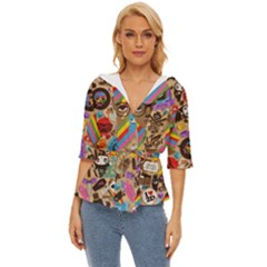 Multicolored Doodle Art Wallpaper Lightweight Drawstring Hooded Top by Salman4z