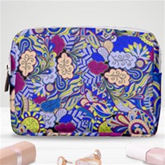 Blue Yellow Background Pattern Vector Texture Paisley Make Up Pouch (medium) by Salman4z