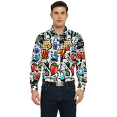 Graffiti Art Cartoon Comic Men s Long Sleeve Pocket Shirt  by Salman4z