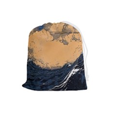 Waves Aesthetic Ocean Retro Sea Vintage Drawstring Pouch (large) by Salman4z