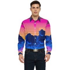 Sun Ultra Artistic 3d Illustration Sunset Men s Long Sleeve Pocket Shirt  by Salman4z
