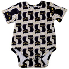 Black Cats And Dots Koteto Cat Pattern Kitty Baby Short Sleeve Bodysuit by Salman4z