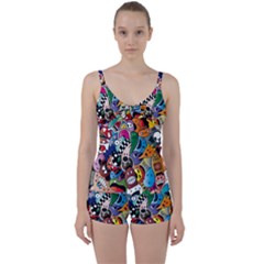 Cartoon Explosion Cartoon Characters Funny Tie Front Two Piece Tankini by Salman4z