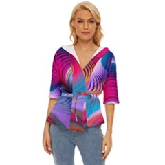 Colorful 3d Waves Creative Wave Waves Wavy Background Texture Lightweight Drawstring Hooded Top by Salman4z