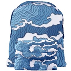 Waves Aesthetics Illustration Japanese Giant Full Print Backpack by Salman4z
