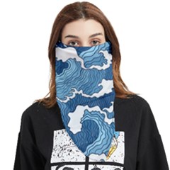 Waves Aesthetics Illustration Japanese Face Covering Bandana (triangle) by Salman4z