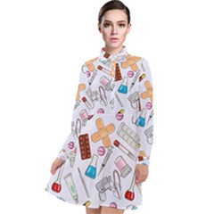 Medicine Long Sleeve Chiffon Shirt Dress by SychEva