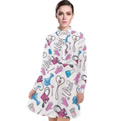 Medicine Long Sleeve Chiffon Shirt Dress by SychEva
