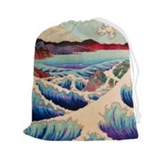 Wave Japanese Mount Fuji Woodblock Print Ocean Drawstring Pouch (2xl) by Salman4z