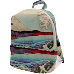 Wave Japanese Mount Fuji Woodblock Print Ocean Zip Up Backpack by Salman4z