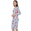 Strawberry Long Sleeve V-Neck Bodycon Dress  View2