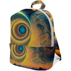 Surrealist Fantasy Dream Moon Space Zip Up Backpack by Jancukart