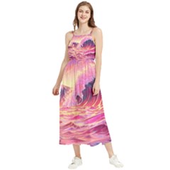 Waves Ocean Sea Tsunami Nautical 5 Boho Sleeveless Summer Dress by Jancukart