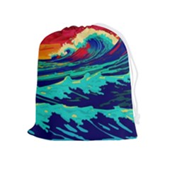 Tsunami Waves Ocean Sea Nautical Nature Water 9 Drawstring Pouch (xl) by Jancukart
